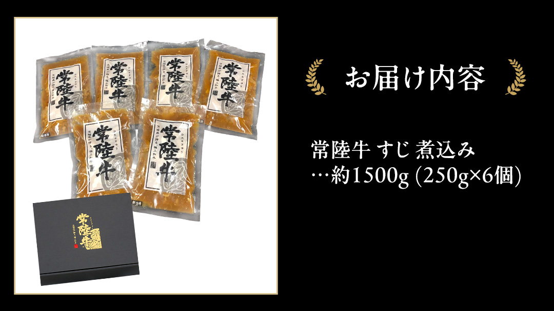 やわらか 常陸牛 すじ 煮込み 250g × 6パック (計 1500g )【茨城県共通返礼品】　牛すじ 牛肉 肉 和牛 にく 牛すじ肉