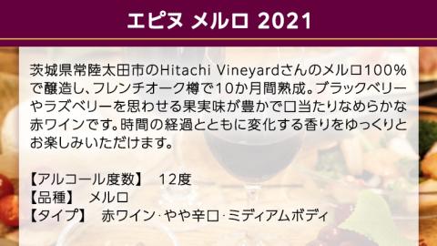 【 数量限定 】エピヌ メルロ 2021 茨城県産 牛久醸造場 日本ワイン 赤ワイン 750ml × 1本 やや辛口 ミディアムボディ お酒 贈り物 ラズベリー
