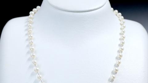 【 数量限定 】PT ステーション ネックレス アクセサリー ジュエリー ホワイトゴールド レディース ペンダント パール 記念 ギフト 贈り物