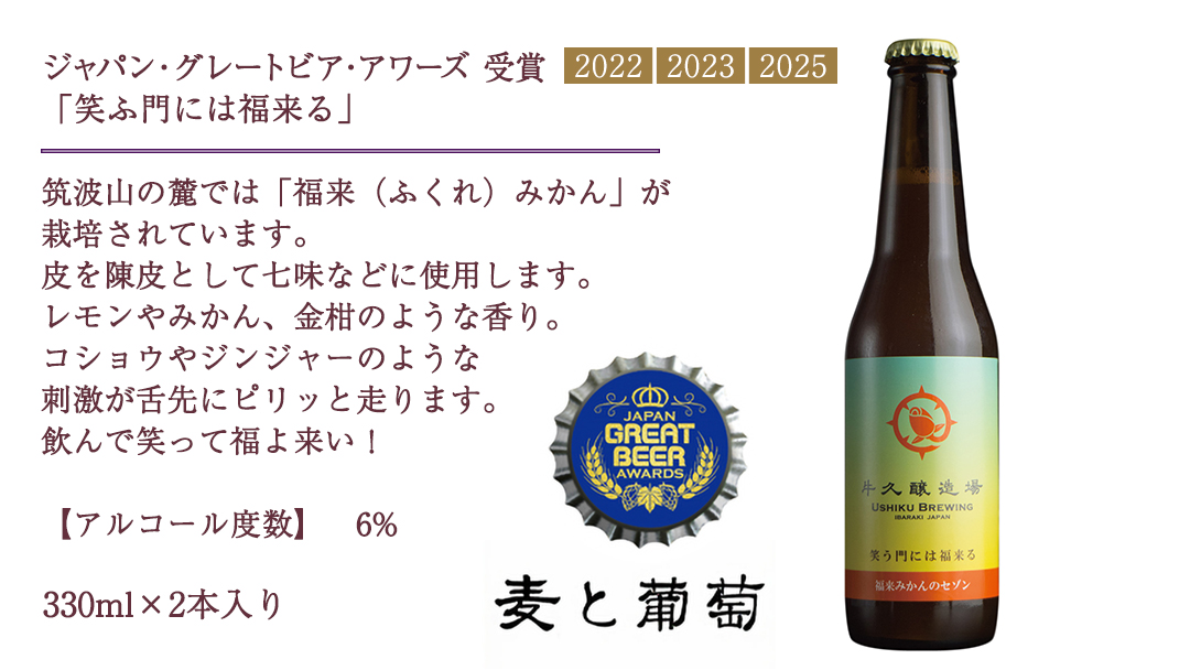 【 お中元 熨斗付 】 2年連続！《 ジャパン・グレートビア・アワーズ 受賞 》クラフトビール3種 計 6本セット 飲み比べ 茨城県産 牛久醸造場 330ml × 6本 ビール 地ビール クラフト
