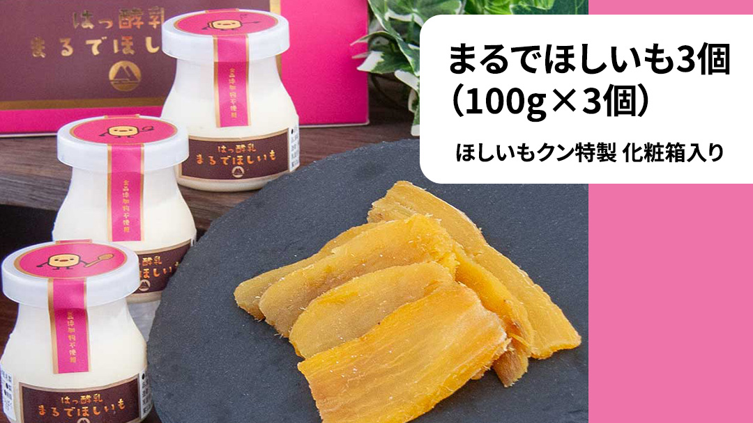 筑波ハム 『 まるでほしいも 』合計3個 ほしいもクン特製 化粧箱入り （100g×3個入り ×1箱） ( 茨城県共通返礼品 ) ヨーグルト 干し芋 干しいも ほし芋 紅はるか デザート お土産 手土産