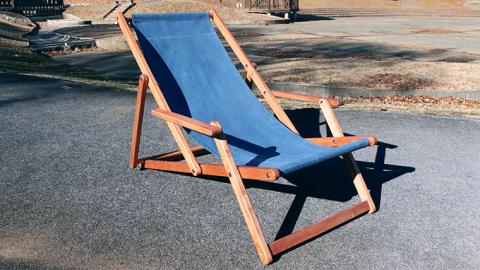 《 受注生産 》布製 デッキ チェア 1脚 【 手摺り付き 】 インテリア アウトドア キャンプ テラス 庭 家具 日用品 椅子 イス リクライニング 折りたたみ コンパクト 収納 ファブリック