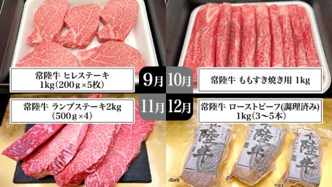 【 豪華 12回 定期便 】 最高級 A5ランク 常陸牛　贅沢コース (茨城県共通返礼品)  高級 国産 お肉 肉 ブランド牛 希少部位 ヒレ サーロイン ロース もも 焼肉 BBQ ステーキ しゃぶ