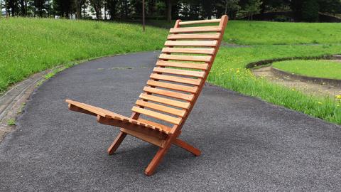 《 受注生産 》 天然木 ハイバック チェア 1脚 【 小 】  組み立て式 木製 デッキチェア インテリア アウトドア キャンプ テラス 庭 家具 日用品 椅子 イス 収納 省スペース