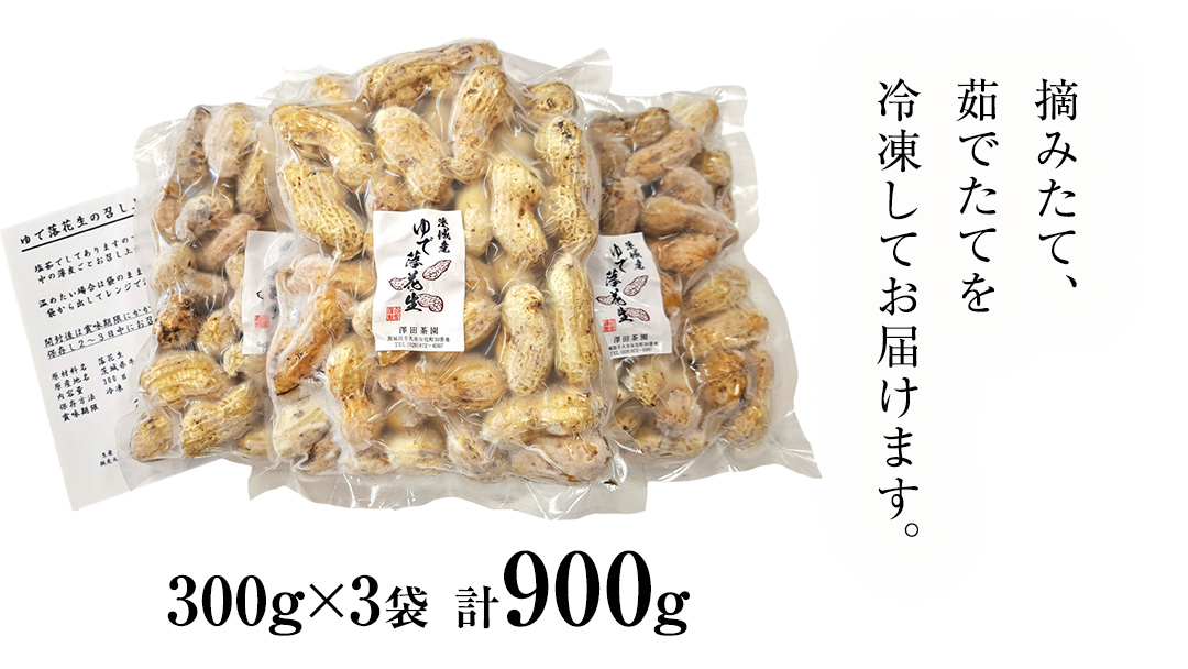 牛久市産 茹で 落花生 300g × 3袋 セット 計900g 茹で落花生 ゆで落花生 ピーナッツ ナッツ 詰合せ 豆 無塩 塩分不使用 おつまみ おやつ お菓子 素焼き マメ まめ 料理 お茶漬け 国産 小分け お取り寄せ グルメ 茨城県