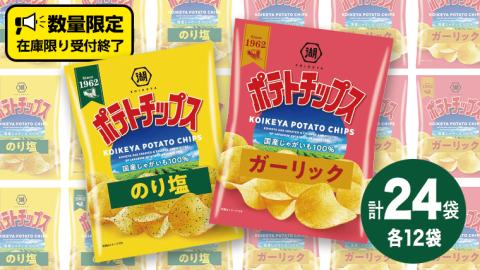 湖池屋 ポテトチップス 2種類アソート （のり塩・ガーリック）（各12袋・計24袋） ポテチ お菓子 おかし 大量 スナック おつまみ ジャガイモ じゃがいも まとめ買い スナック菓子 数量限定