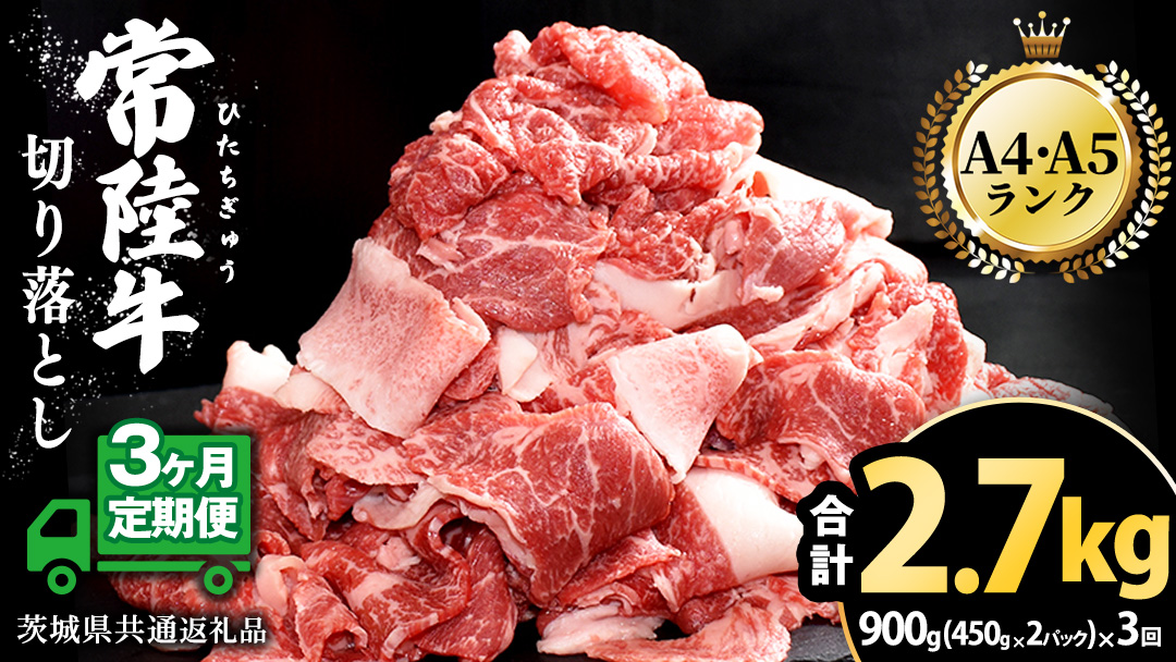 【 3ヶ月 定期便 】『 常陸牛 』 切り落とし 1kg ( 500g × 2パック ) 牛肉 国産 牛 肉 切り落とし肉 切落し 小分け お肉 A4 A5 ブランド牛 黒毛和牛 和牛 国産黒毛和牛 国産牛 すき焼き すきやき ( 茨城県共通返礼品 )
