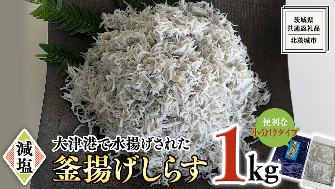 大津港水揚げの 釜揚げしらす 1kg (500g×2パック) (茨城県共通返礼品：北茨城市) しらす しらす丼 国内 釜揚げ 新鮮 シラス 海鮮 子ども カルシウム 減塩