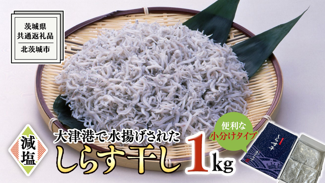 大津港水揚げ しらす干し 1kg (500g×2パック) (茨城県共通返礼品：北茨城市) しらす しらす丼 国内 水揚げ 新鮮 シラス 海鮮 冷凍 子ども カルシウム 減塩