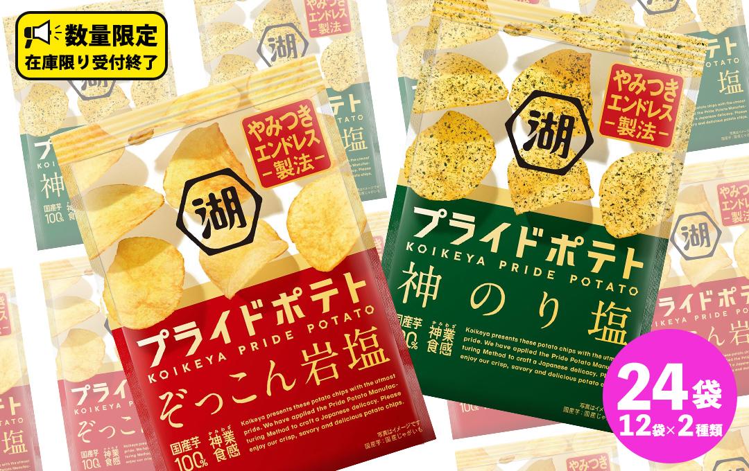 湖池屋 プライドポテト55g 2種類 詰め合わせ セット ポテチ お菓子 おかし スナック ポテトチップス のり塩 塩 ポテト 数量限定 まとめ買い