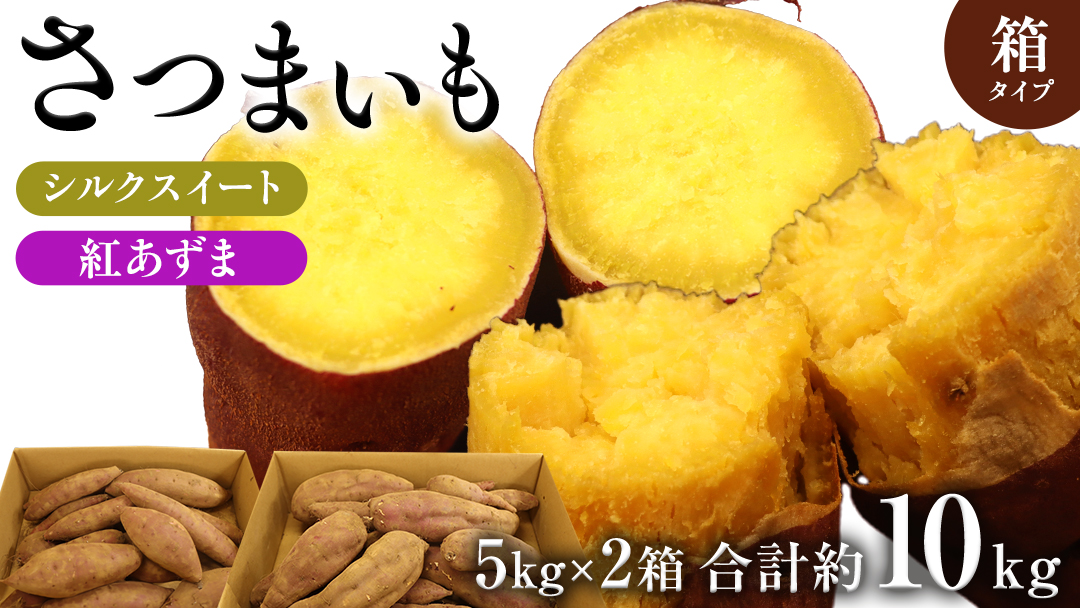 さつまいも 【 シルクスイート ・ 紅あずま 】 5kg ( 箱込 )の 2箱セット さつまいも 詰合せ 国産 農園 野菜 サツマイモ 芋 期間限定 デザート スイーツ おやつ 料理 味噌汁 煮物 生芋