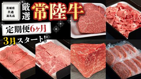 《 定期便 3月スタート 》 厳選 『 常陸牛 』 6ヶ月セット ( 茨城県共通返礼品 ) A5 A4 肉 焼肉 国産 霜降 赤身 ヒレ 切り落とし もも ハンバーグ ステーキ