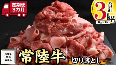 【 3ヶ月 定期便 】『 常陸牛 』 切り落とし 1kg ( 500g × 2パック ) 牛肉 国産 牛 肉 切り落とし肉 切落し 小分け お肉 A4 A5 ブランド牛 黒毛和牛 和牛 国産黒毛和牛 国産牛 すき焼き すきやき ( 茨城県共通返礼品 )