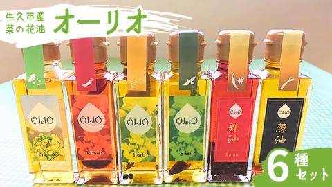牛久市産 菜の花 油 『 オーリオ 』 6種 セット 詰合せ ふるさと納税限定 食用油 オリーブオイル 調味料 料理 パスタ バケット ロッソ ニンニク にんにく ハーブ バジル 辣油 葱油 常温