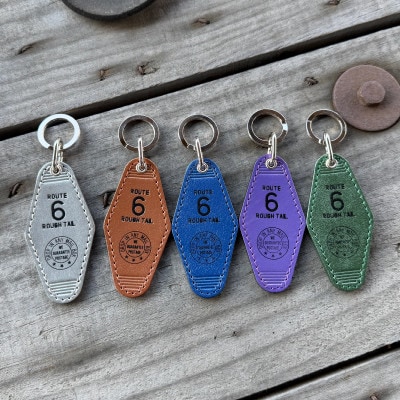 ラフテール【栃木レザー製牛革使用　モーテルキーホルダー】ブルー×ブラック