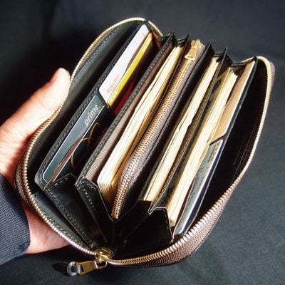 ラフテール【ロングZIPウォレット　URBAN GRAIN】ブラック　CW-UG-BKBK-LZ