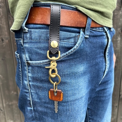 ラフテール【真鍮キーホルダー】ブラック×ブラック　AC-KH-BR-BKBK