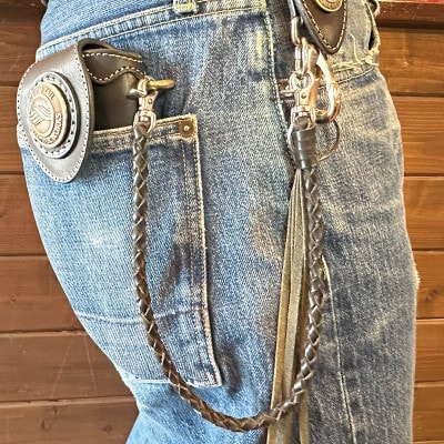 ラフテール【ウォレットロープ　四つ編みロープ46cm】ブラックCW-AC-WR-4AMI-BK-46