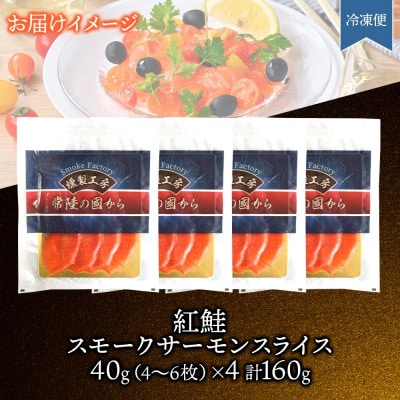 紅鮭スモークサーモンスライス 40g×4パック お取り寄せグルメ カルパッチョ おつまみ【配送不可地域：離島】