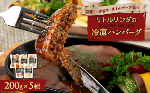 リトルリンダの冷凍ハンバーグ5種類入り(200g×5)ギフトボックス【配送不可地域：離島】
