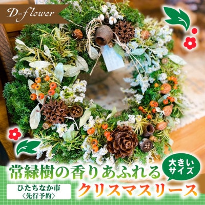 【2026年11月下旬以降発送開始】常緑樹の香りあふれるクリスマスリース(大きいサイズ)【配送不可地域：離島】