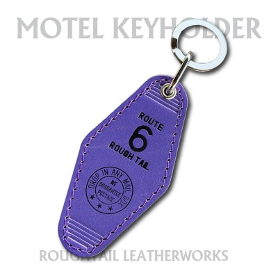 ラフテール【栃木レザー製牛革使用　モーテルキーホルダー】パープル×ブラック