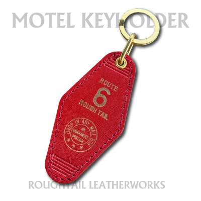 ラフテール【栃木レザー製牛革使用　モーテルキーホルダー】レッド×ブラス