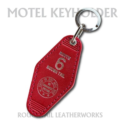 ラフテール【栃木レザー製牛革使用　モーテルキーホルダー】レッド×シルバー