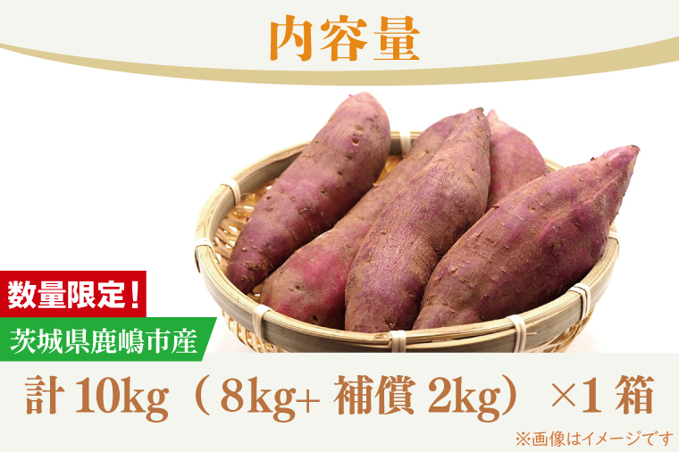 【10月中旬～11月末までの発送品！】【自然栽培】紅はるか 生さつまいも(8kg+約25%補償分)　計 約10kg【サツマイモ 芋 いも べにはるか 自然栽培 新鮮 オーガニック 焼き芋 煮物 天ぷら スイートポテト 鹿嶋市 茨城県 】（KAG-40）