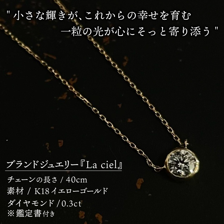 ネックレス K18 Diamond Drop necklace　【ネックレス 18金 ダイヤモンド イエローゴールド 鑑定書付き アクセサリー ギフト 高品質 ショップバック　ご褒美 茨城県 鹿嶋市】（KBD-61）