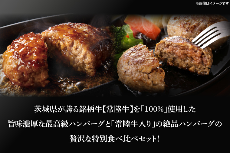 常陸牛100％ vs 常陸牛入りハンバーグの食べ比べセット（10個入り）【牛肉 国産牛 黒毛和牛 和牛 国産黒毛和牛 ブランド牛肉 ブランド牛 お肉 A4ランク A5ランク 鹿嶋市 鹿嶋 茨城県】 (KCW-11)