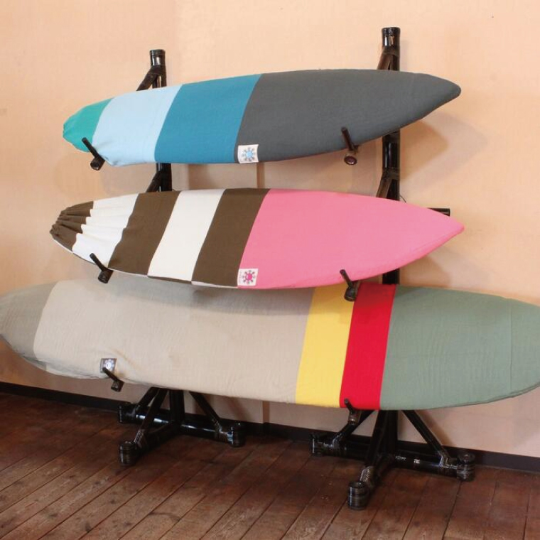 【受注生産】サーフボード バンブースタンド 3枚 | 幅208cm～248cm(調整可能)×奥行き58cm×高さ190cm 海 サーフィン サーファー サーフボード サップ 波乗り ラック サーフボードスタンド 竹素材 バンブー インテリア (KDF-15)