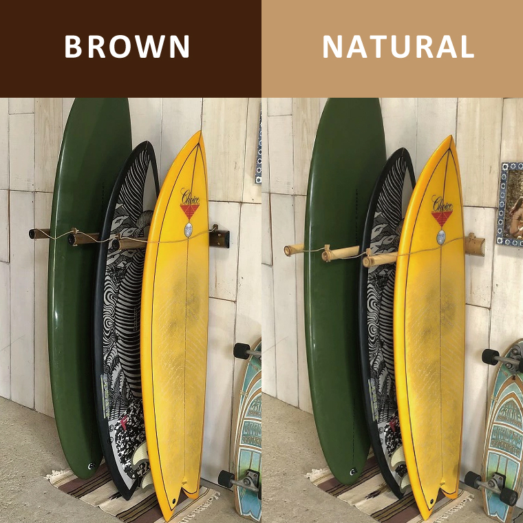 【受注生産】壁掛けサーフボードラック（縦置きのみ) | 幅72cm（接壁面）×アーム内側長さ60cm×壁からの出は垂直に64cm 海 サーフィン サーファー サーフボード サップ 波乗り ラック サーフボードスタンド 竹素材 バンブー インテリア (KDF-19)