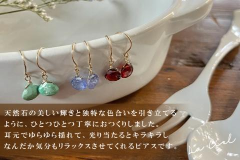 KBD-9-5　天然石のフックピアス タンザナイト アクセサリー おしゃれ ピアス 耳飾り ジュエリー シンプル カジュアル ラグジュアリー キラキラ かわいい きれい 茨城 鹿嶋市