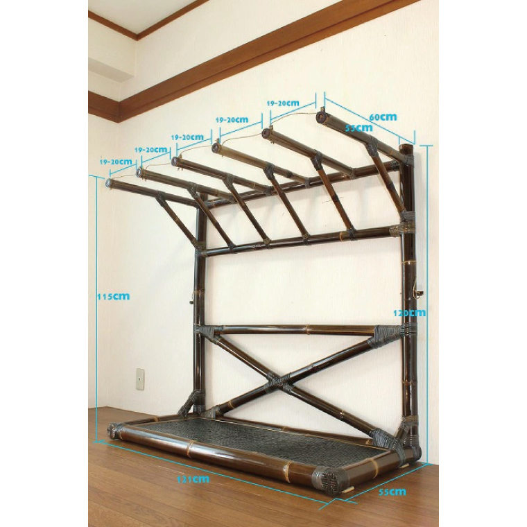 【受注生産】バンブー サーフボードラック ５本 (受け有り) 2色 | 幅121cm×奥行き60cm×高さ120cm 海 サーフィン サーファー サーフボード サップ 波乗り ラック サーフボードラック 竹素材 バンブー 最大15本 収納可能 (KDF-13)