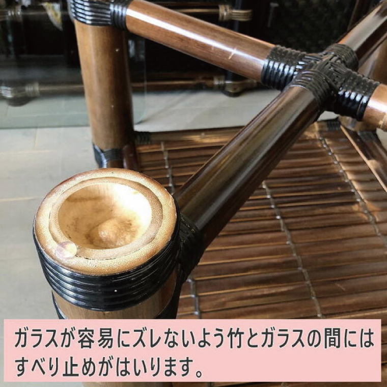 【受注生産】バンブーガラステーブル（座卓）55cm，高さ40cm (KDF-26)