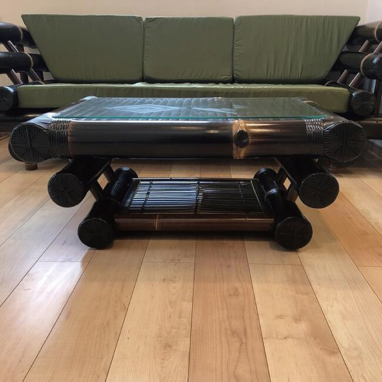 【受注生産】バンブー家具 ガラステーブル ローテーブル (KDF-30) [KDF-30]