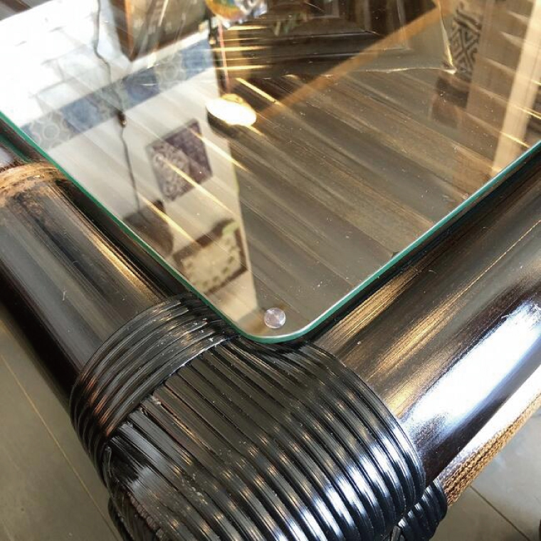 【受注生産】バンブーガラステーブル（座卓）60cm (KDF-27)