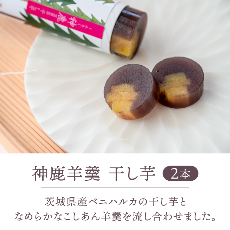 【丸三老舗】神鹿羊羹（本練・和栗・干し芋）各2本（計6本）【ようかん 羊羹 栗 小豆 さつまいも 和菓子 スイーツ 和スイーツ 茶菓子 お茶菓子 茨城県 鹿嶋市】（KF-18）