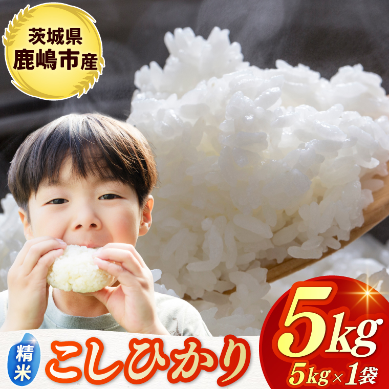 ★令和7年産米★ お米 コシヒカリ 精米 5kg 鹿嶋市産【こしひかり 米 コメ ごはん ライス ブランド米 茨城県 鹿嶋市】(KBR-20)