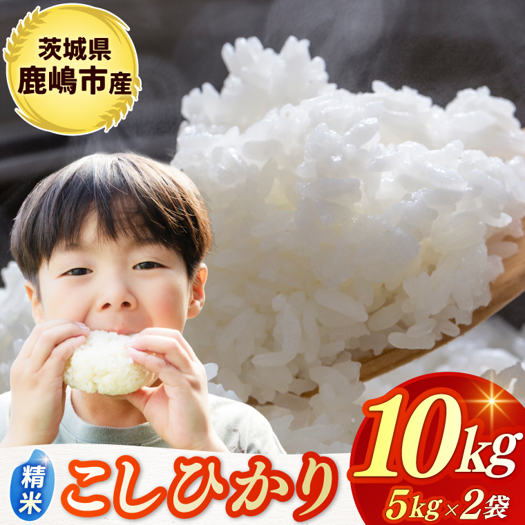 ★令和7年産米★ お米 コシヒカリ 精米 10kg 鹿嶋市産【こしひかり 米 コメ ごはん ライス ブランド米 茨城県 鹿嶋市】(KBR-22)