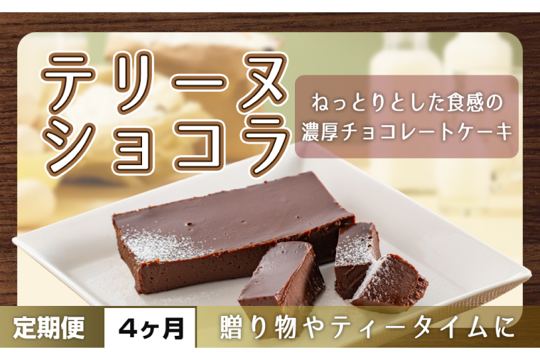 【４ヶ月定期便】テリーヌ　ショコラ 【チョコレート 生クリーム キャラメル バニラ チョコレートケーキ デザート スイーツ 鹿嶋市 茨城県】 （KCX-32）