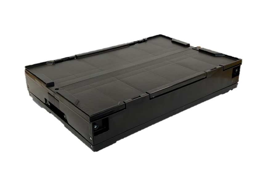 松本産業 折りたたみコンテナ 50L ブラック フタ付き 1面扉付 ( CWCF50BL ) キャンプ アウトドア 収納 大容量 収納ボックス サバゲー グランピング 耐久性抜群 国産 折り畳み収納 便利アイテム 茨城県 潮来市 (A28-002)