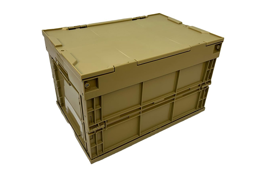 松本産業 折りたたみコンテナ 50L サンディーベージュフタ付き 1面扉付 ( CWCF50SB ) キャンプ アウトドア 収納 大容量 収納ボックス サバゲー 耐久性抜群 折り畳み式 おしゃれ収納 国産 茨城県 潮来市 (A28-006)