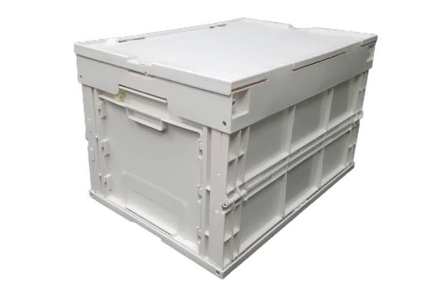 松本産業 折りたたみコンテナ 50L ホワイト フタ付き 1面扉付 ( CWCF50IV ) キャンプ アウトドア 収納 大容量 収納ボックス サバゲー 耐久性抜群 折り畳み式 おしゃれ収納 インテリア整理 国産 茨城県 潮来市 (A28-013)