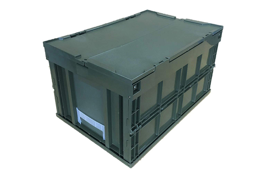 松本産業 折りたたみコンテナ 75L カーキ フタ付き  ( F75G ) キャンプ アウトドア 収納 大容量 収納ボックス 折り畳み式 頑丈設計 サバゲー グランピング 引っ越し 整理整頓 耐久性抜群 国産 茨城県 潮来市 (A28-016)