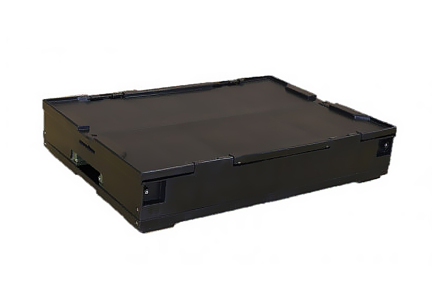 松本産業 折りたたみコンテナ 50L ブラック／カーキ フタ付き 1面扉付 ( CWCF50BLG ) キャンプ アウトドア 収納 大容量 収納ボックス 折り畳み式 頑丈設計 サバゲー グランピング 引っ越し 耐久性抜群 国産 茨城県 潮来市 (A28-019)