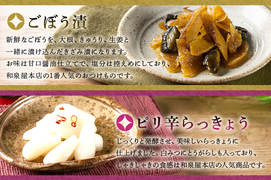 おつけもの 小袋4種詰め合わせ 80g×4パック ごぼう漬 ピリ辛らっきょう きゅうり平切り漬 里ごぼう漬 国産野菜使用 昔ながらの漬物 乳酸菌発酵 甘口醤油仕立て ご飯のお供 茨城県 潮来市 (A30-001)