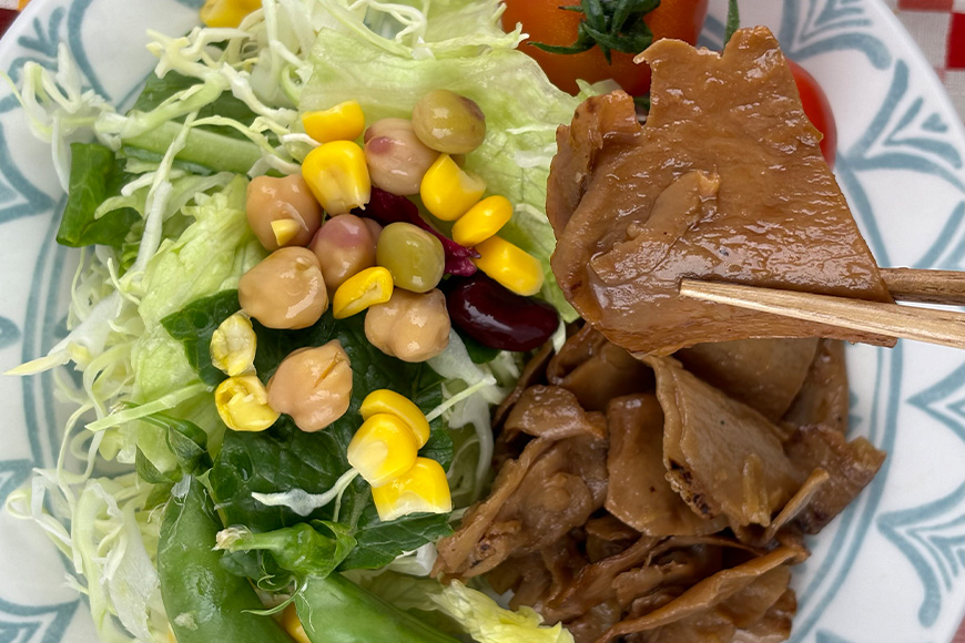 国産有機大豆ミート生姜焼き 100g × 4パック 植物性原料使用 ヴィーガン対応 JAS認証取得 お肉のような食感 ボリューム満点 ヘルシー食品 健康志向 冷凍保存 簡単調理 茨城県 潮来市 (A61-003)