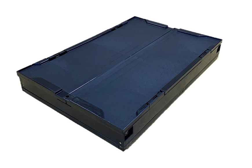 松本産業 折りたたみコンテナ 75L ブラック フタ付き ( F75BL ) キャンプ アウトドア 収納 大容量 収納ボックス 折り畳み式 頑丈設計 サバゲー グランピング 引っ越し 整理整頓 耐久性抜群 国産 茨城県 潮来市 (A28-014)